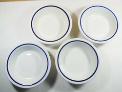 Retro Alföldi porcelán üzemi konyha kis kompótos tányér kék szegélyes 4 db