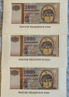 2000 HUF banknote (2000 - millennium) decoratively wrapped 3 serial number trackers