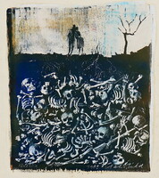 Mass grave, monotype, signed