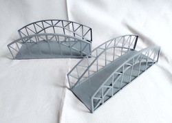 Two old gray railway road bridges pair 0 train model railway field table additional board game