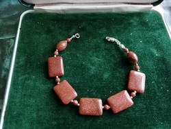 New! Mineral stone silver intermediate and assembly bracelet gift on a silver-plated chain with a mineral pendant