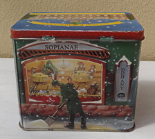 Régi fém lemez pléh bádog cigarettás tároló doboz SOPIANAE.