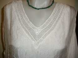 White silk crochet tunic