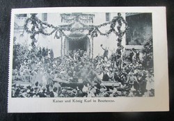 BESZTERCE 1917 UTOLSÓ MAGYAR KIRÁLY IV. KÁROLY ÜNNEPLÉSE KORABELI FOTO FOTÓLAP SZENT KORONA
