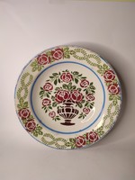 Old Bélapátfalva-marked hard ceramic painted folk wall plate