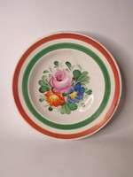 Hard ceramic painted folk wall plate marked miskolcz in the old national color
