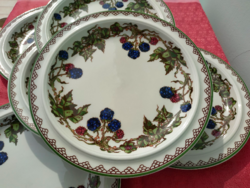 Goebel 6 db. Porcelain cake plate with blackberry pattern