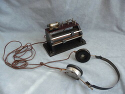 Kristály detektoros rádió antik kristálydetektoros rádió házi gyártmány antik rádió fejhallgatóval