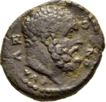 Nero era AD 54-68; heracles; ancient roman bronze coin lydia sardis