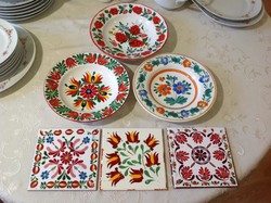 Hand-painted ceramics, the work of the late Béla Nagypál - 6 pcs