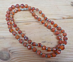 Faceted carnelian mineral necklace