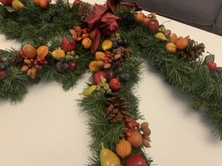 2 db csodás gyümölcsökkel dúsan díszített téli különleges girland 1 méteresek karácsony fenyőág