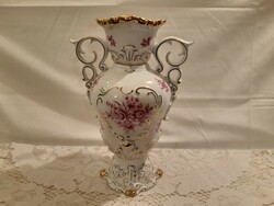 HUF 1 beautiful baroque vase with handles from Hólloháza in store condition