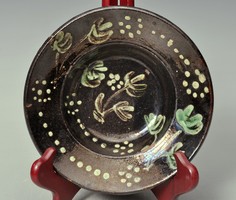 Wall plate from Transylvanian Torda or Banffyhunyad, second half of the 19th century, glazed earthenware,