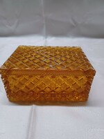 Amber colored jewelry box with lid