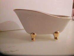 Soap dish - bathtub - new - 21 x 11 x 10 cm - gold-plated - porcelain - German