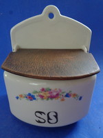 Antique salt shaker with wooden roof