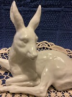 Porcelain resting deer figure marked Wallendorf