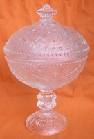 Fedeles üveg cukortartó, bonbonier, átmérő 14 cm, 22 cm magas