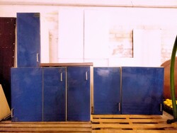 Ikea high-gloss blue kitchen cabinets