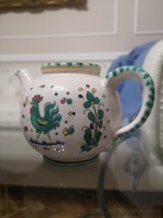 Deruta, Italian ceramic pourer, verde gallo, hand painted, rim repaired