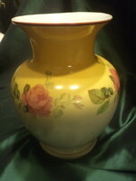 Régi Hollóházi, rózsás porcelán váza
