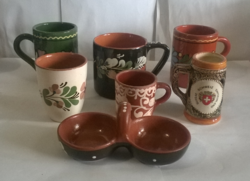 6 ceramic mugs and 1 salt shaker
