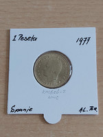 Spanish 1 peseta 1975 (77) juan carlos in aluminum-bronze paper case