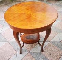 Antik Biedermeier intarziás Asztalka, posztamens szobortartó, Dohányzó vagy szalon asztal intarziás