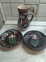 Popular glazed ceramic wall decoration, 2 plates, jug for sale!