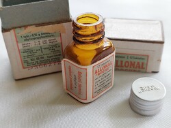 Miniatűr gyógyszeres üveg saját dobozában." ROCHE", 12 tabletta ALLONAL, Cseh