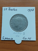 Spanish 25 pesetas 1975 (78) juan carlos i, cuni, in a paper case