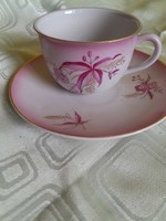 Rózsaszín virágos kávés  csésze