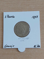 Spanish 1 peseta 1966 (73) aluminum-bronze, gral. Francisco franco in a paper case