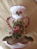 Ceramic folk candlestick hand-painted and marked