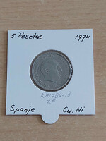 Spanish 5 pesetas 1957 (74) cuni, gral. Francisco franco in a paper case