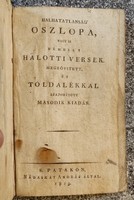 Láczai szabó j. Column of immortality - death poems + moral fables, stories.. 1813. Rare !!!