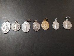 7 old grace pendants, religious coins.
