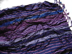 Wrinkled silk scarf with blue-purple-black color scheme