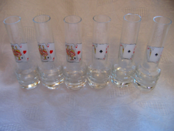 Set of brandy glass with card, poker pattern and whistle.