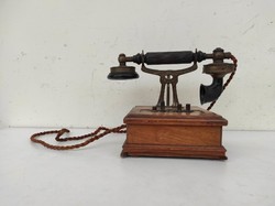 Antik telefon 1900-1915 ös évek készülék asztali fa dobozos 625 7230