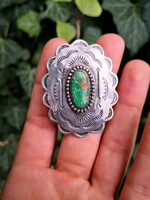 Real turquoise stone silver pendant and brooch