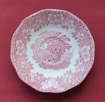 Wedgwood Woodland angol jelenetes bordó porcelán csészealj kistányér tányér
