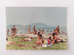 Old postcard retro photo postcard Balaton beach