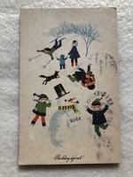 New Year's card with old drawings - drawing by Károly Kecskeméty -6.