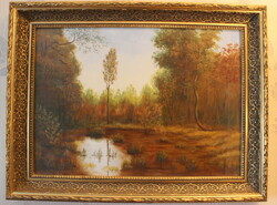 László Horváth (m): bog forest oil painting for sale