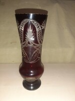 Burgundy peeled glass vase