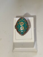 Beautiful Peruvian alpaca mosaic turquoise ring (60)