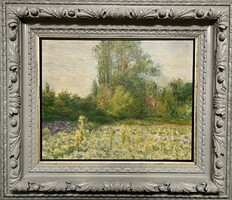 Lajos Kunffy: impressionist landscape original quality oil painting