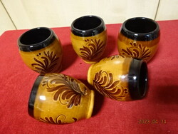 Hungarian glazed ceramic wine glass, five pieces, height 8 cm. Jokai.